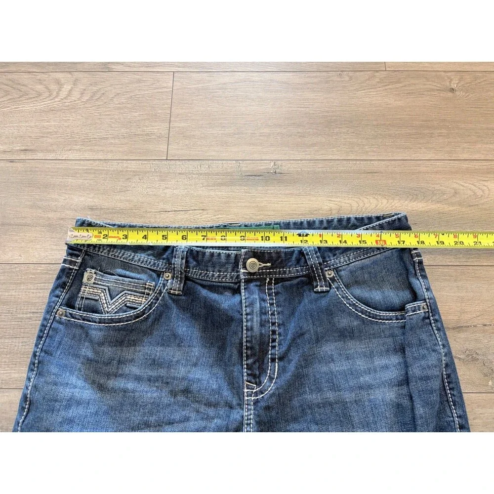 Rock & Roll Rifle Skinny Mens 36X34 Cowboy Thick Stitch Slim Stretch Jeans